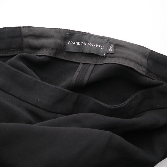 Brandon Maxwell Size 10 Crepe Cigarette Pants Side Zip Black High Rise - Picture 3 of 12